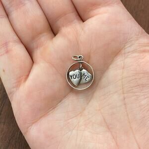 Vintage JMF 925 Sterling Silver YOU & ME Hearts Love Pendant Bracelet Charm